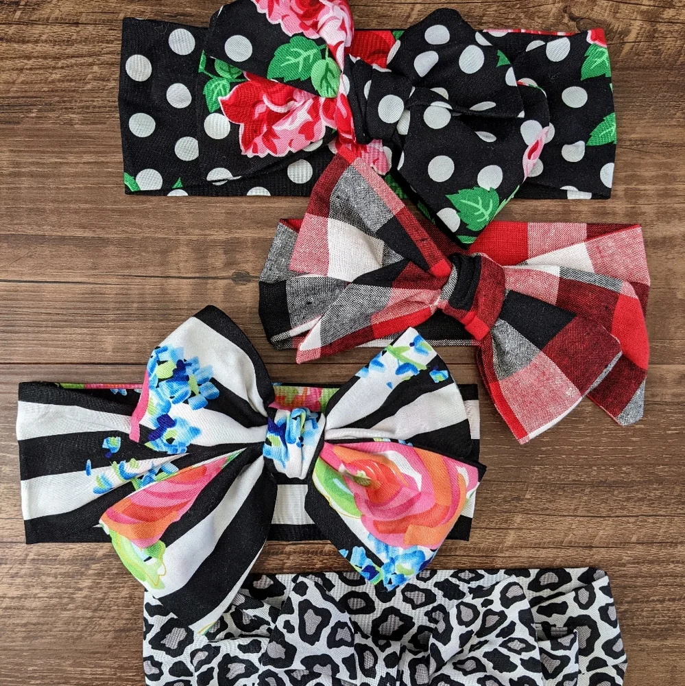 Set of 4 Baby Toddler Headwrap Bows